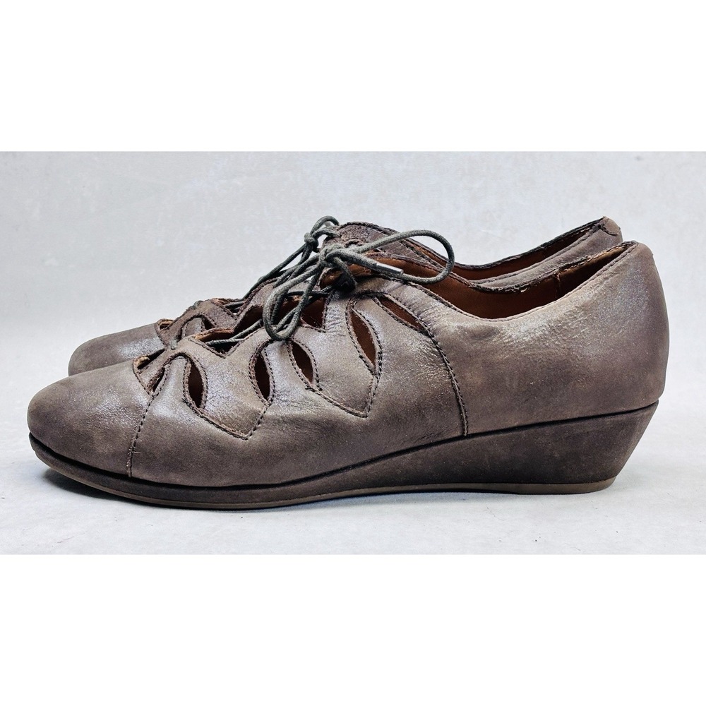 Kenneth Cole Gentle Soles NYE Wedge Lace Up Shoes Womens 8M Brown Leather Box - Picture 2 of 9